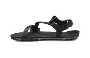 Produktbild av Z-Trail EV sandalen från Xero Shoes i färgen Multi-Black – visar hälremmens design och den strukturerade yttersulan med greppvänligt mönster.